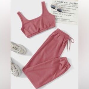 Shein sweat pants and crop top set
